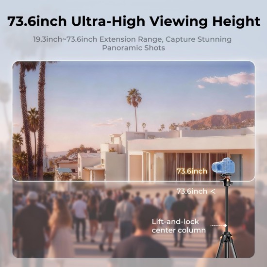 K&F Concept 73" Compact Camera Tripod(A305A3+BH-40)